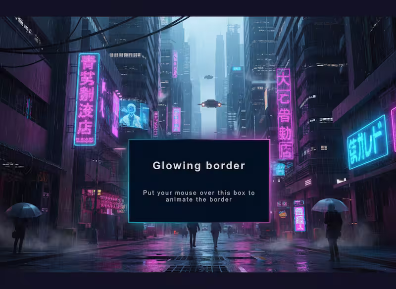 Preview of a component with a neon blue and
green border glowing on a dark background