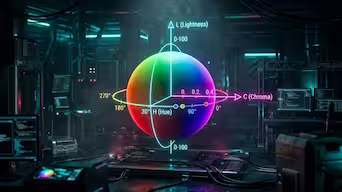 Technical comparison between HSL and OKLCH color spaces
showing lightness linearity