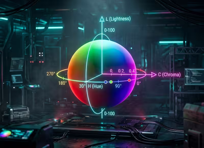 Technical comparison between HSL and OKLCH color spaces
showing lightness linearity